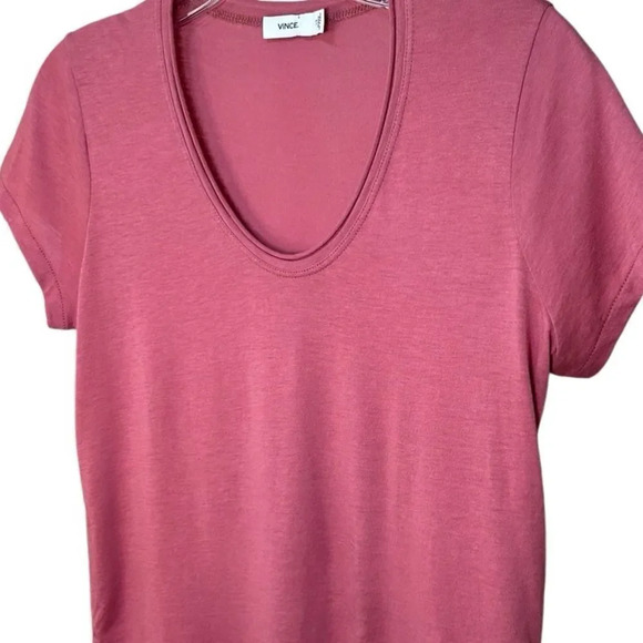 Vince - Women's Pima Cotton T-Shirt, Scoop Neck, Short Sleeve - Pink, X-Small - Picture 6 of 13